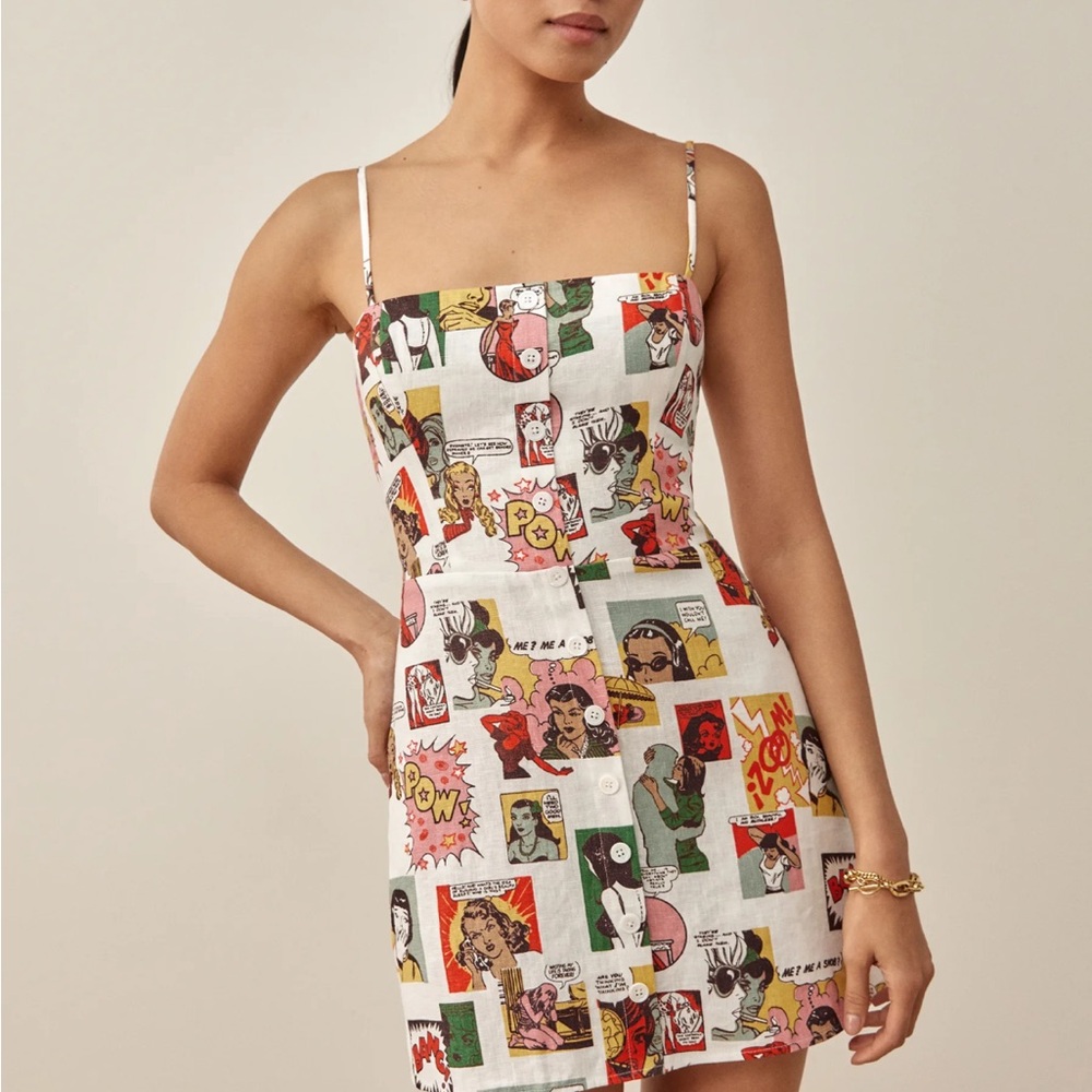 Reformation White Sheath Mini Dress Spaghetti Strap